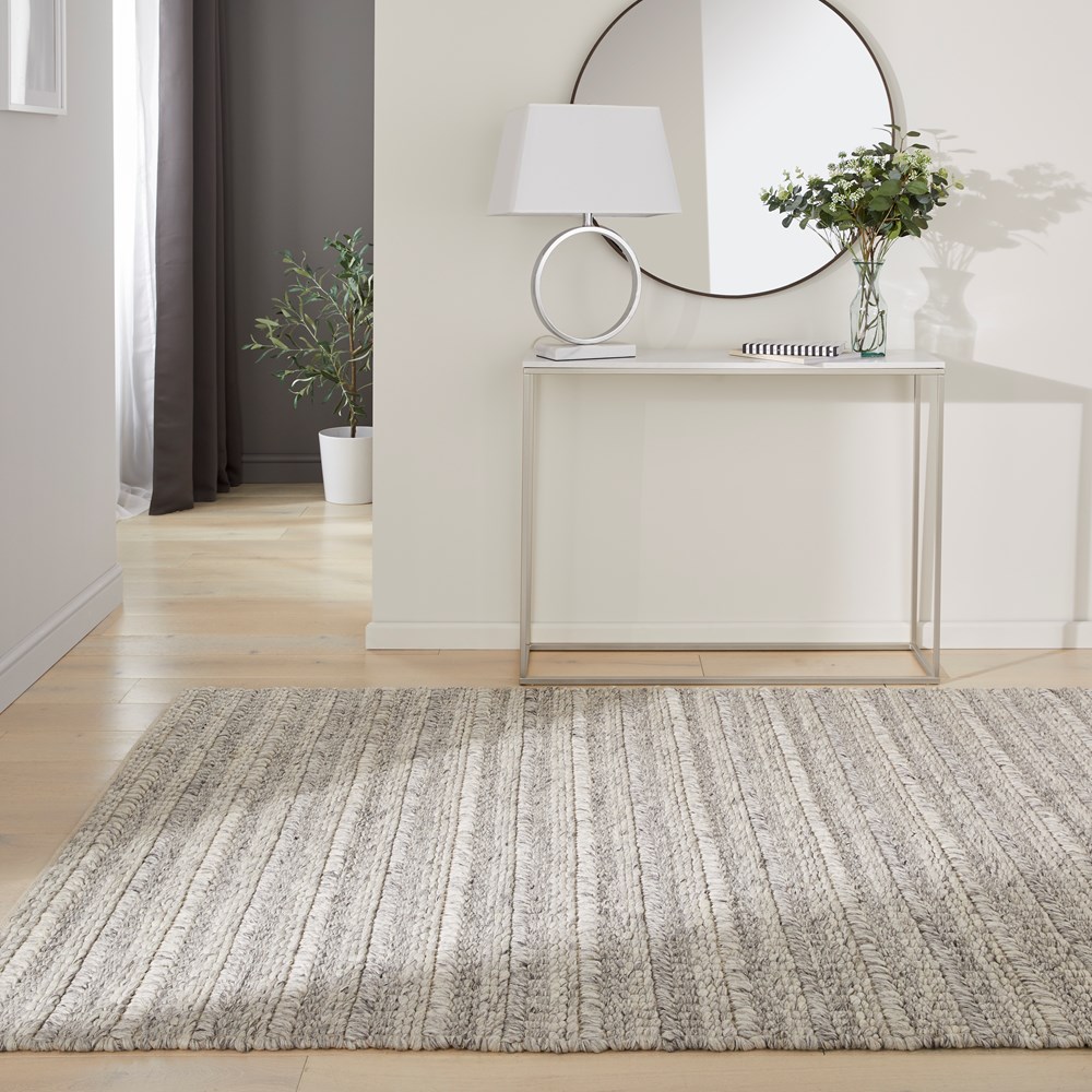 Savannah Textured Wool Woven Rugs in Grey